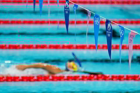 A swimmer trains at La Defense Arena